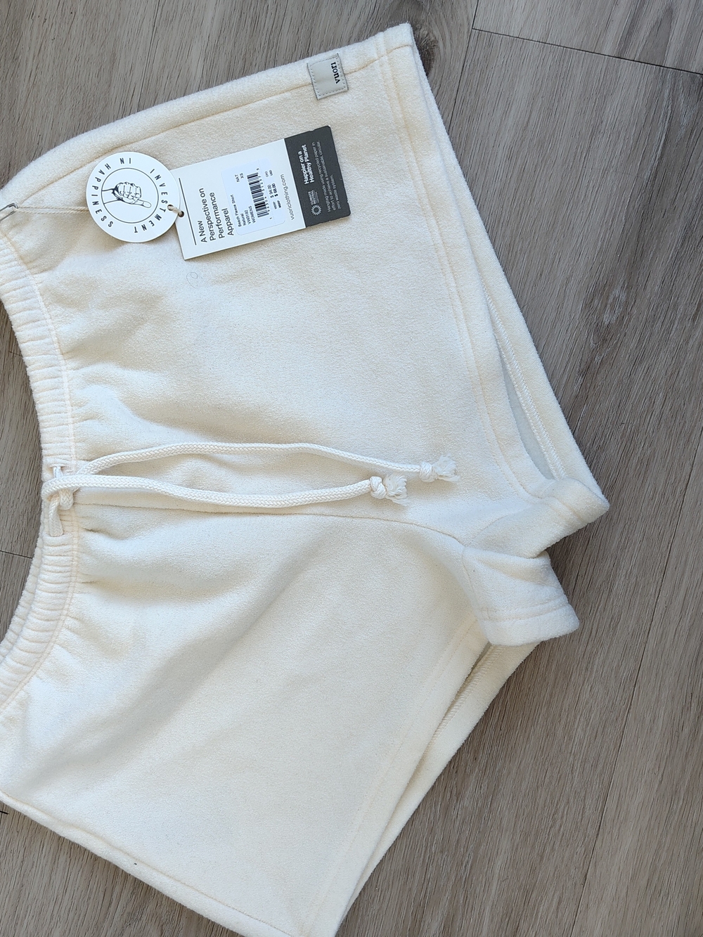 Vuori Cream Terry Drawstring Shorts - Picture 3 of 4